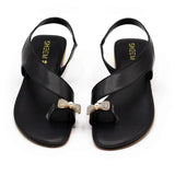 Black Toe Loop Flat Sandal