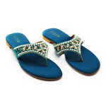 Teal Embroidery Wedding Slipper